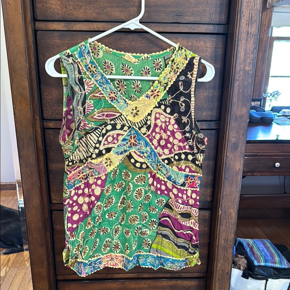 Colorful Patchwork Sleeveless Top
